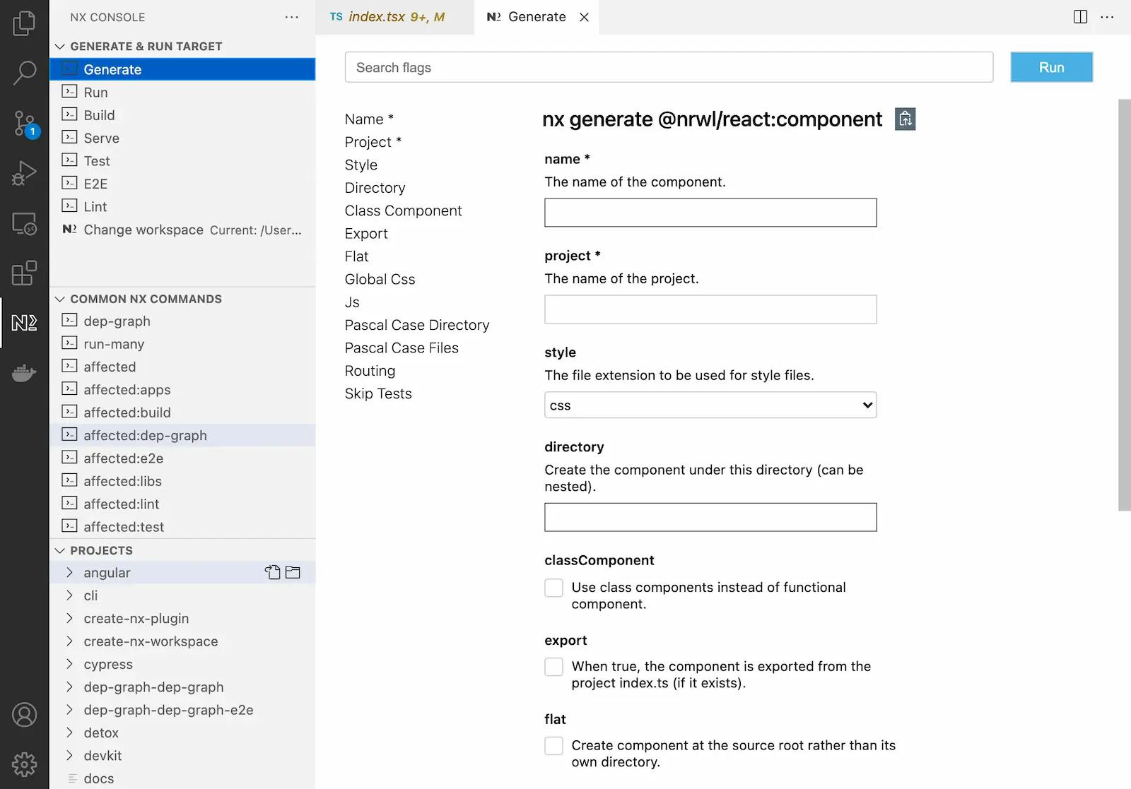 Nx Console VS Code plugin